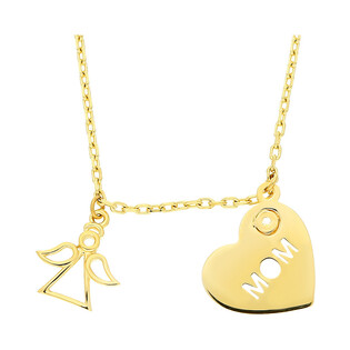 Naszyjnik złoty serce z napisem MOM i aniołek/rolo AR XXFFOR6N6950-FCZ próba 585