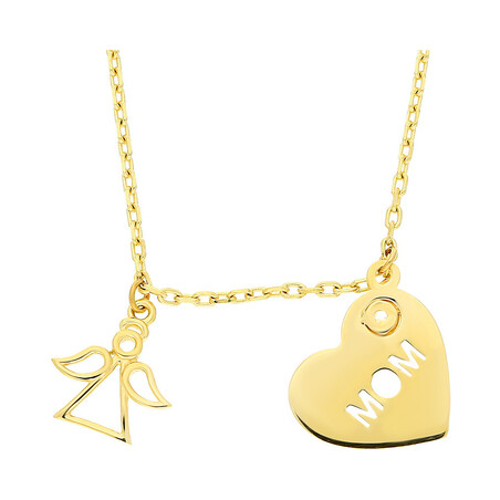 Naszyjnik złoty serce z napisem MOM i aniołek/rolo AR XXFFOR6N6950-FCZ próba 585
