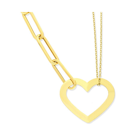 Naszyjnik złoty serce ramka/rolo+anker long LP 74U28-N0085-74U28-B0045-Y próba 585