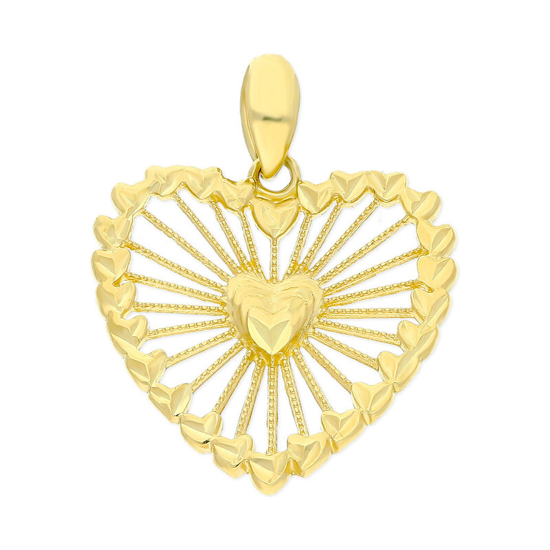 Serduszko złote z promieniami i serduszkiem  LP 89U25-P0085-Y próba 375
