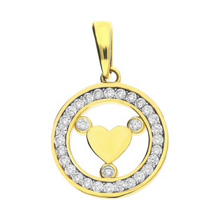 Serduszko złote do zawieszenia w kole z cyrkoniami MZ T23-P-1740-CZ próba 375
