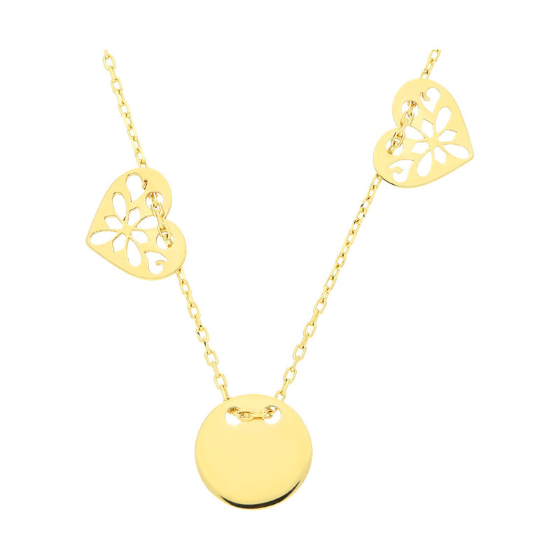 Naszyjnik złoty kółko i serca ornament/rolo MZ T23-NLZ-51 próba 585