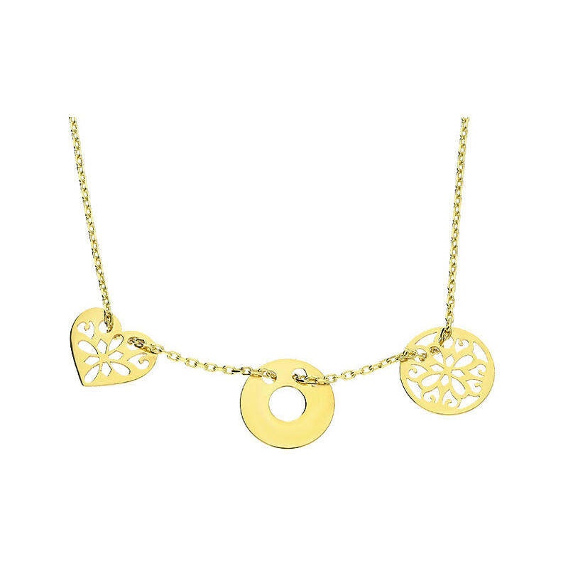 Naszyjnik złoty oponka, ażurowe serce i kółko/rolo MZ T23-NLZ-55 próba 375