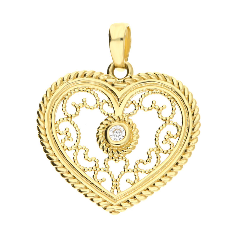 Serduszko złote ornament z cyrkoniami MZ T45-P-K0481-CZ próba 375