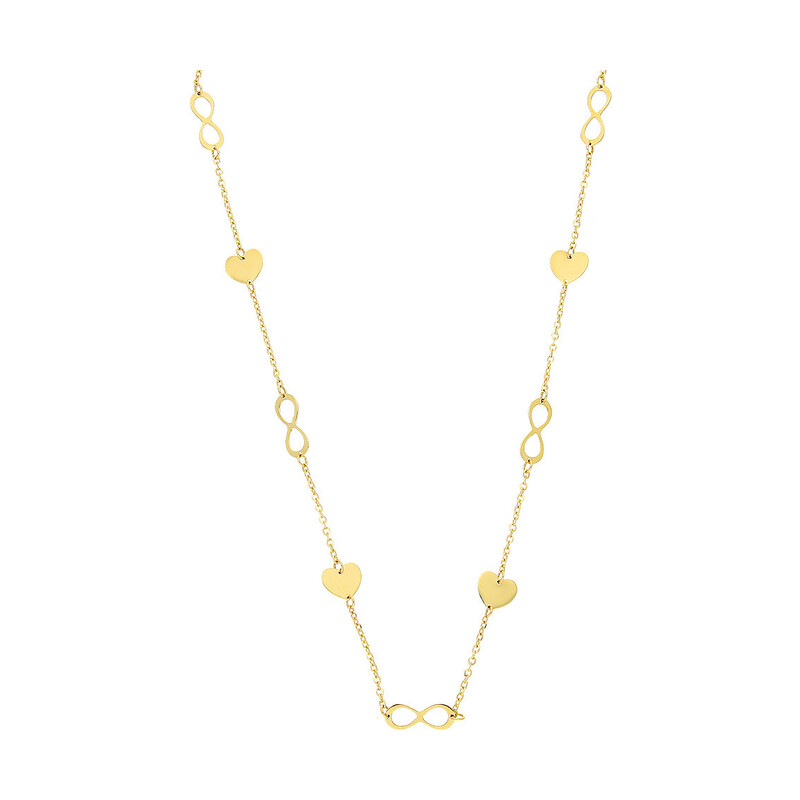 Naszyjnik złoty z symbolami nieskończoności i sercami/rolo OS 129-L304-CL próba 585