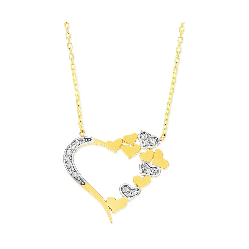 Naszyjnik złoty serce z mniejszymi sercami i cyrkoniami/anker S3 ZMK-10 próba 585
