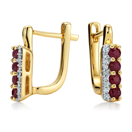 Kolczyki rubin 0,35ct+bryl.0,054ct/ang.za LC JE5317 Y-JP6860-RB próba 585