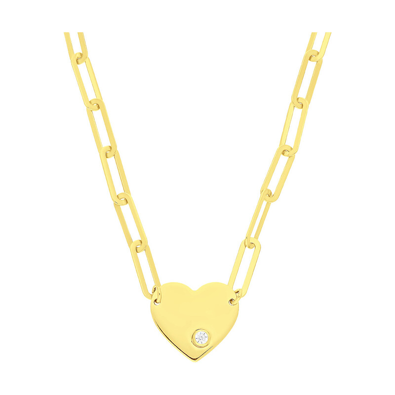 Naszyjnik złoty serce z cyrkonią/anker long  AR AAJNB1282-FCZ próba 585