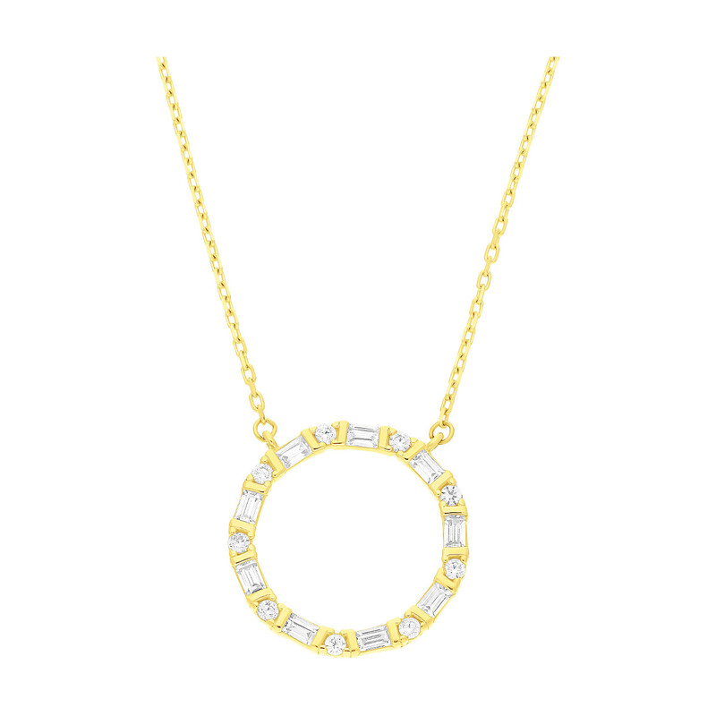 Naszyjnik złoty kółko z cyrkoniami i bagietami/rolo AR FFOR6N7776-III-FCZ próba 375