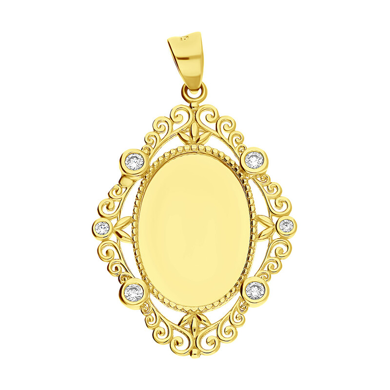 Zawieszka złota medalion owalny z cyrkoniami AR LK-ICP3599-FCZ próba 585