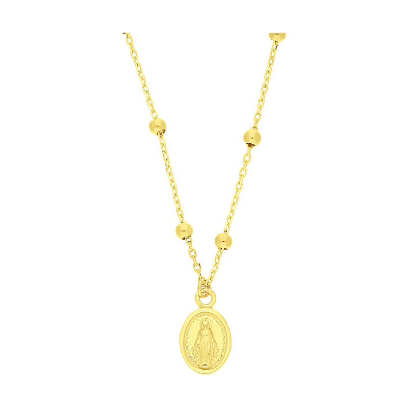 Naszyjnik złoty z Niepokalaną i gładkimi kulkami/rolo  AR VX5FOR12N0271-II-2 próba 375