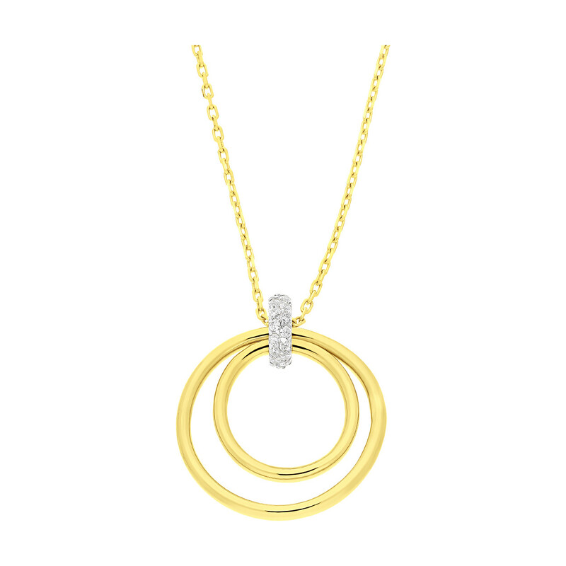 Naszyjnik złoty dwa kółka na kółku z cyrkoniami/rolo AR VXXFFOR6N206600-III-YW-FCZ próba 375