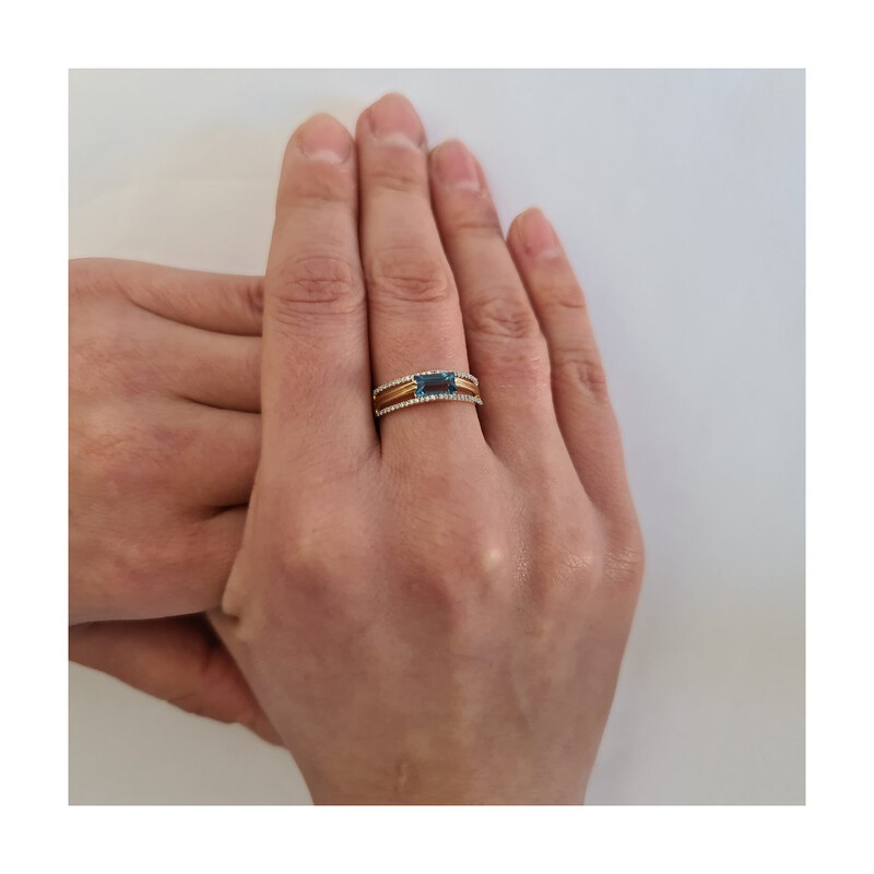 Pierścionek topaz London 0,95ct+bryl 0,14ct LC JR10768-JE5212 Y-LBTY bagieta próba 585