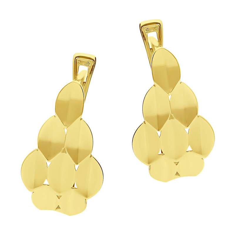 Kolczyki złote blaszki z taflowanymi trójkątami/ang.zap. AR XE13594-DC próba 375