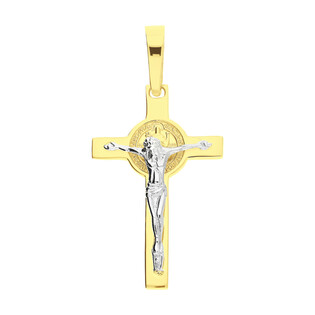 Krzyżyk złoty Benedyktyński w dwóch kolorach złota AR XKP511254-II-YW próba 375