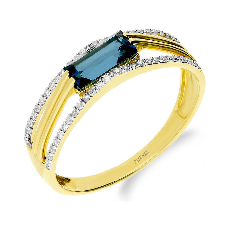 Pierścionek topaz London 0,95ct+bryl 0,14ct LC JR10768-JE5212 Y-LBTY bagieta próba 585