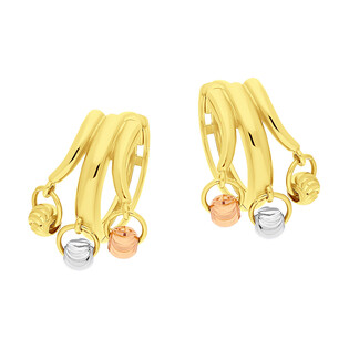 Kolczyki złote kółka z grawerowanymi kulkami w trzech kolorach/zatrzask AR XXNHUE202194-TC-DC próba 375