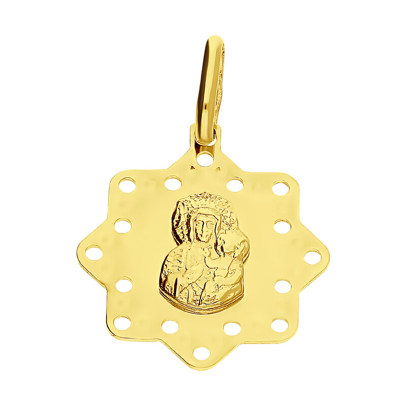 Medalik złoty z Matką Częstochowską w kwiatku  CB M-1253 próba 585