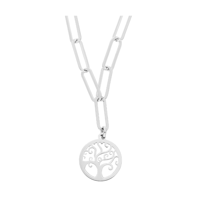 Naszyjnik srebrny drzewko szczęścia w kółku/anker long NI XGI06707 ROD próba 925