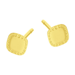 Kolczyki złote kwadrat obły z ozdobnym grawerem/sztyft OS 129-L616-FR próba 585