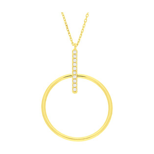 Naszyjnik pozłacany kółko z pałką z cyrkoniami/anker PW413 GOLD próba 925