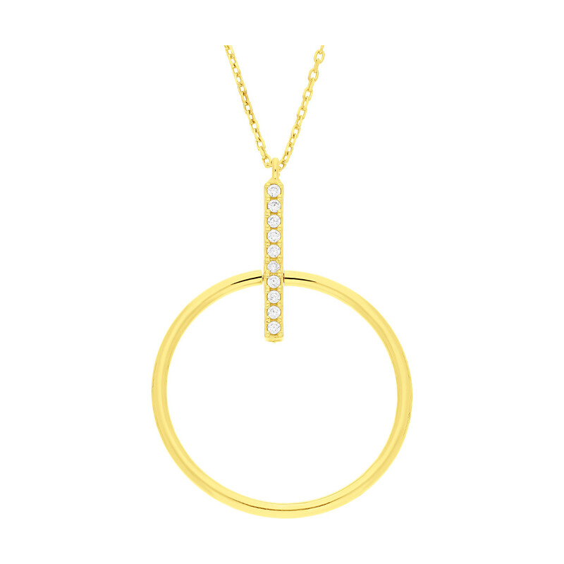 Naszyjnik pozłacany kółko z pałką z cyrkoniami/anker PW413 GOLD próba 925