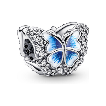 Lśniący charms Pandora z błękitnym motylem PE 790761C01 próba 925
