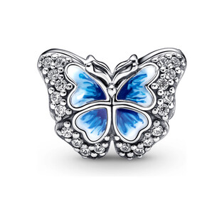 Lśniący charms Pandora z błękitnym motylem PE 790761C01 próba 925