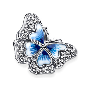 Lśniący charms Pandora z błękitnym motylem PE 790761C01 próba 925