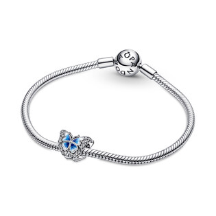 Lśniący charms Pandora z błękitnym motylem PE 790761C01 próba 925