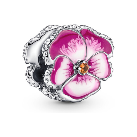 Charms Pandora z różowym bratkiem PE 790777C01 próba 925