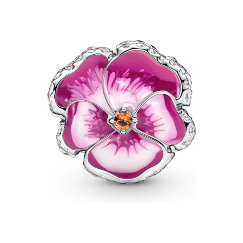 Charms Pandora z różowym bratkiem 790777C01 próba 925