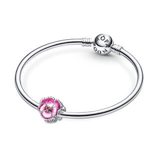 Charms Pandora z różowym bratkiem PE 790777C01 próba 925