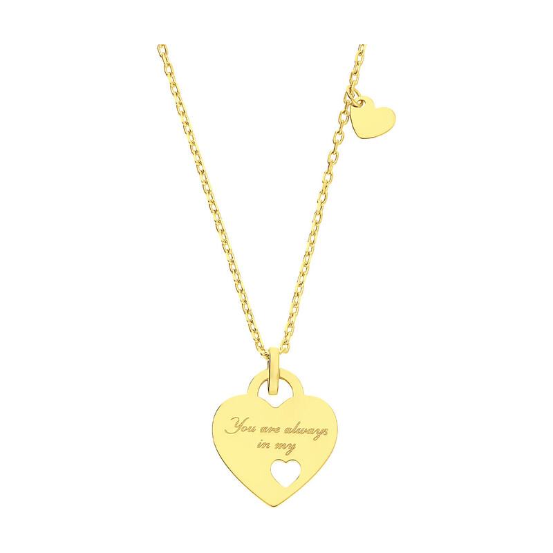 Naszyjnik złoty serce z napisem i małe serduszko/rolo AR X5FOR6N6942-LS próba 585