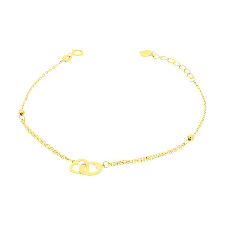 Bransoleta złota klanówka serca i grawerowane kulki/anker AR X6FOR6B7210-DC próba 375