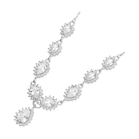 Naszyjnik srebrny markiza z białymi cyrkoniami/anker HS131 próba 925