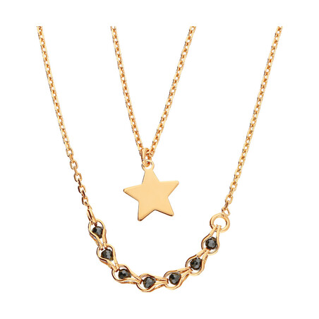 Naszyjnik srebrny rose gwiazdka i czarne cyrkonie/x2 LO CGSW0009-1 ROSE-b. próba 925
