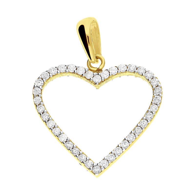 Serduszko złote dwustronne z cyrkoniami MZ T23-P-335-CZ-BCZ próba 375