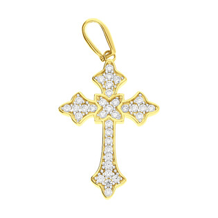 Krzyżyk złoty z białymi cyrkoniami MZ T23-P-1798-CZ próba 375