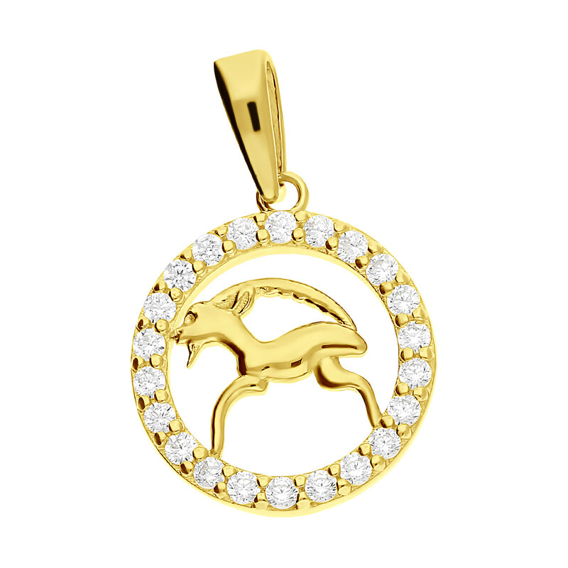 Złoty zodiak koziorożec MZ T23-P-2052-CZ kółko ramka próba 585