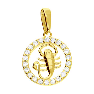 Złoty zodiak skorpion MZ T23-P-2055-CZ kółko ramka próba 585