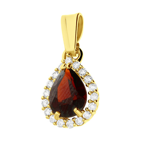 Zawieszka złota kropla z granatem i cyrkoniami OS 96-3136 GRA próba 585