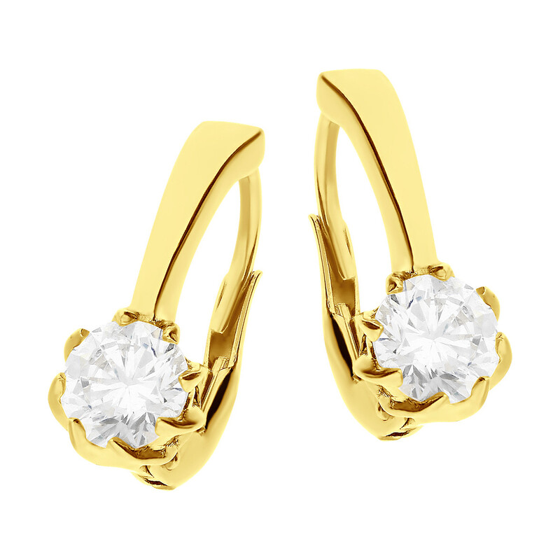 Kolczyki złote z pojedynczą cyrkonią/big.zam. OS 96-5188 ZIR próba 585