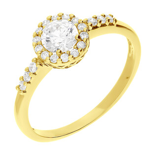 Pierścionek złoty z okrągłą cyrkonią OS 96-5328 próba 585