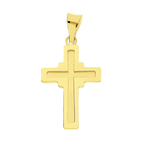 Krzyżyk gładki środek żłobiony zdobiony matem ze złota 585