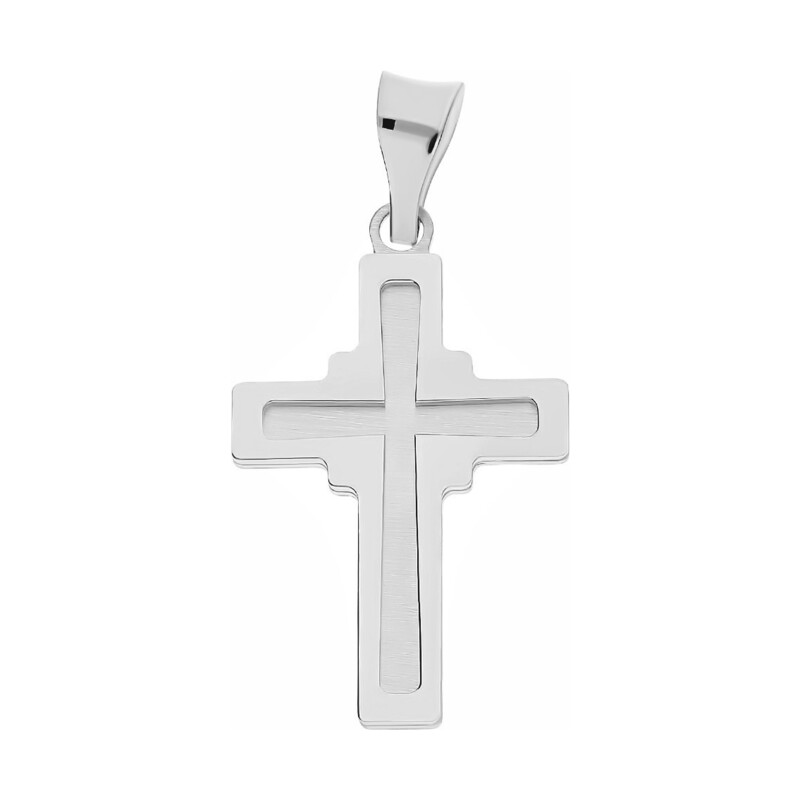 Krzyżyk złoty ze żłobionym środkiem  OS 129-L001-CR białe złoto próba 585