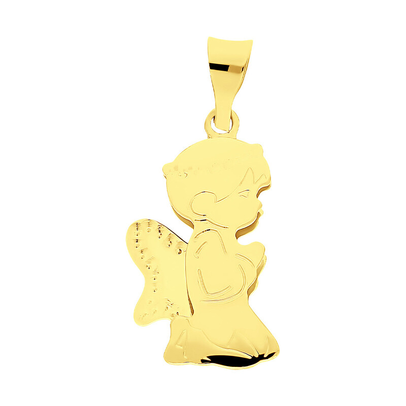 Medalik złoty z grawerowanym aniołkiem OS 129-L110 próba 585