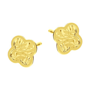 Kolczyki złote koniczyna grawerowana/sztyft OS L618-FR próba 585