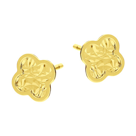 Kolczyki złote koniczyna grawerowana/sztyft OS L618-FR próba 585