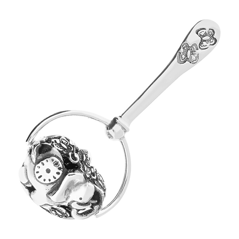 Art.Dekoracyjne grzechotka słoń z zegarem DA782 słoń z segarem próba 925